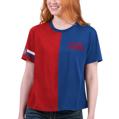 Starter Women's  Royal, Red Chicago Cubs Power Move T-shirt In Royal,red