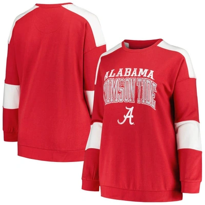 Profile Crimson Alabama Crimson Tide Plus Size Striped Pullover Sweatshirt