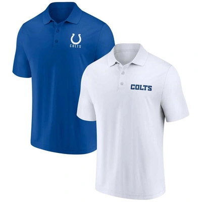 Fanatics Men's  White, Royal Indianapolis Colts Lockup Two-pack Polo Shirt Set In White,royal