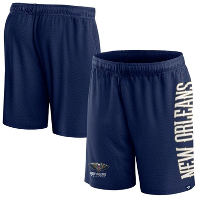 Fanatics Branded Navy New Orleans Pelicans Post Up Mesh Shorts