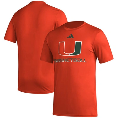 Adidas Originals Adidas  Orange Miami Hurricanes Fadeaway Basketball Pregame T-shirt