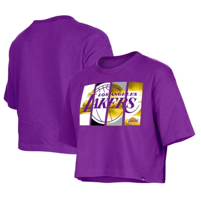New Era Purple Los Angeles Lakers Cropped T-shirt