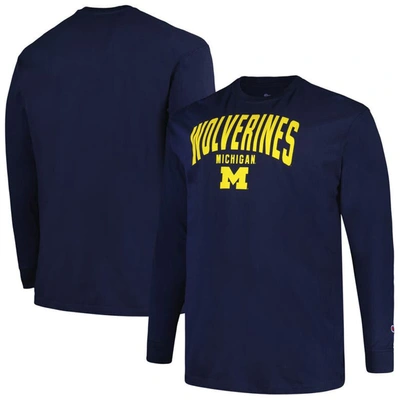 Champion Men's  Navy Michigan Wolverines Big And Tall Arch Long Sleeve T-shirt