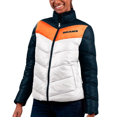 G-iii 4her By Carl Banks Women's  White, Navy Chicago Bears New Star Quilted Full-zip Jacket In White,navy