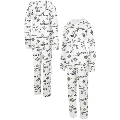 Concepts Sport Cream New Orleans Saints Docket Hoodie Full-zip Union Suit