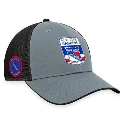 Fanatics Men's  Branded Gray, Black New York Rangers Authentic Pro Home Ice Trucker Adjustable Hat In Gray,black