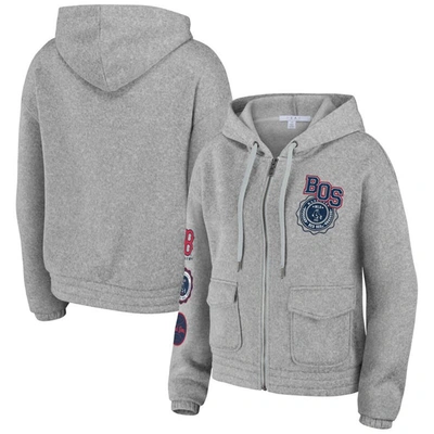 Wear By Erin Andrews Gray Boston Red Sox Full-zip Hoodie