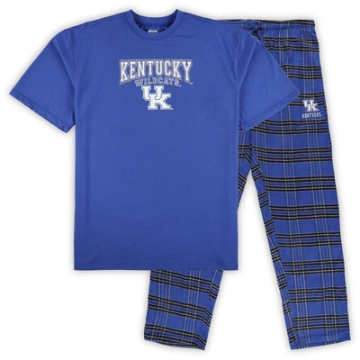 Profile Men's  Royal Distressed Kentucky Wildcats Big And Tall 2-pack T-shirt And Flannel Pants Set