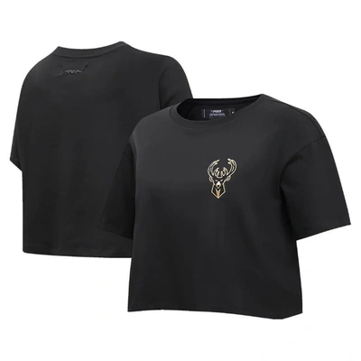 Pro Standard Black Milwaukee Bucks Holiday Glam Boxy T-shirt