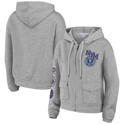 Wear By Erin Andrews Gray New York Mets Full-zip Hoodie