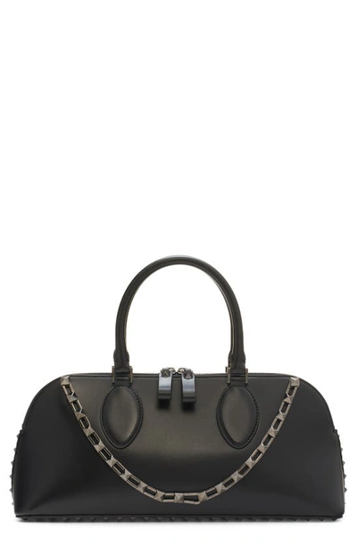 Valentino Garavani Medium Rockstud Leather East/west Duffle Bag In 0no Nero