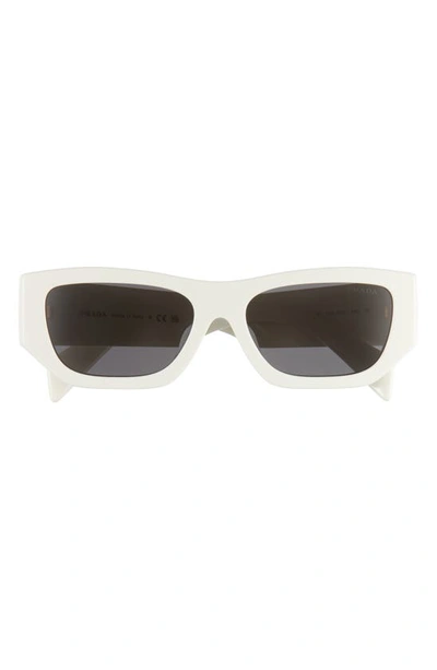 Prada 55mm Rectangular Sunglasses In White