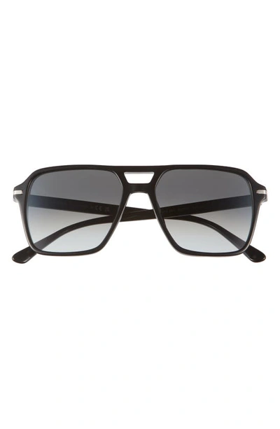 Prada 55mm Aviator Sunglasses In Black/gray Gradient