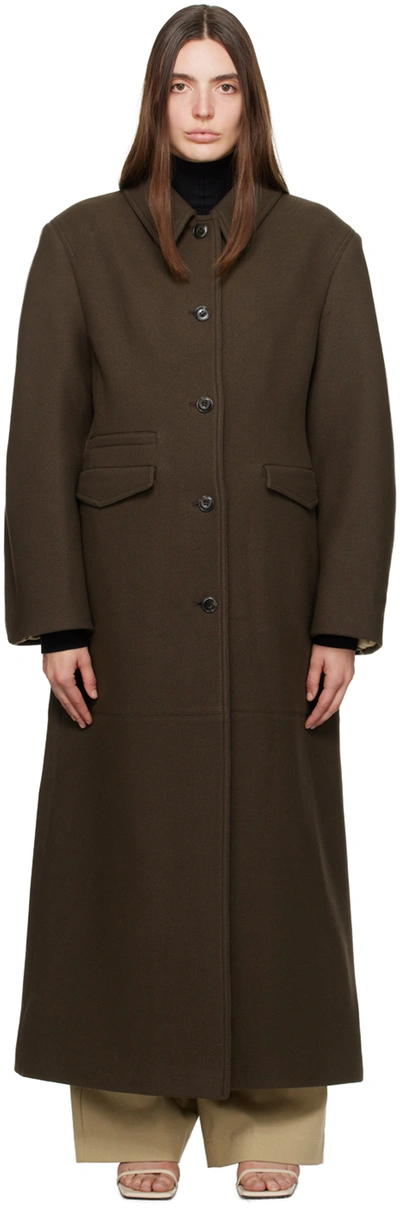 Nanushka Brogan Wool-blend Coat In Dark Green