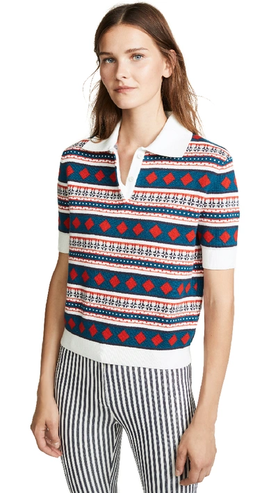 Carven Printed Short-sleeve Polo Shirt In Multi
