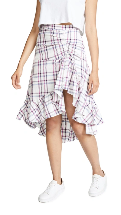 Parker Kylie Check-print Ruched Flounce Skirt In Plaid