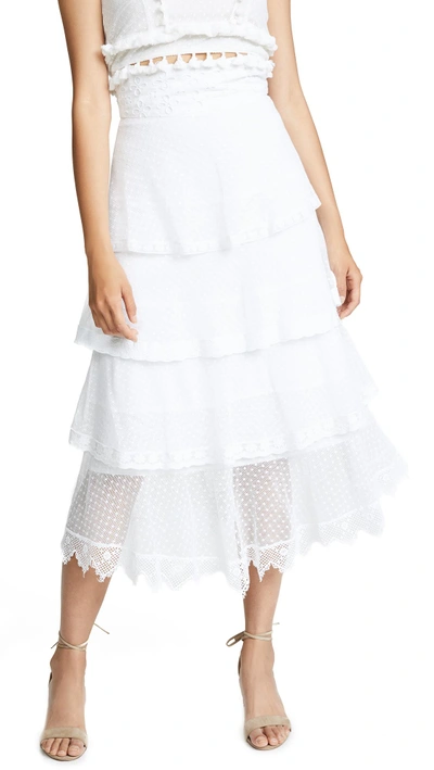 Place Nationale La Baronne High Waist Midi Skirt In White