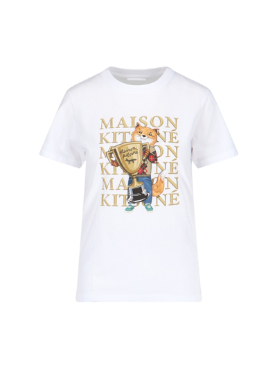 Maison Kitsuné Fox Champion Cotton T-shirt In White