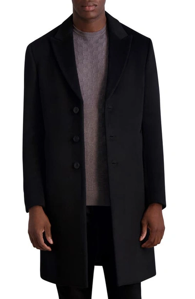Karl Lagerfeld Wool Blend Coat In Black