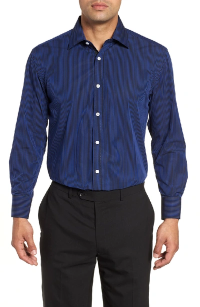 English Laundry Regular Fit Stripe Dress Shirt In Blue