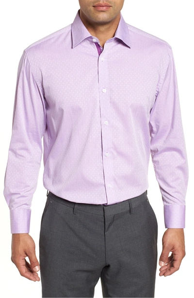 English Laundry Trim Fit Geometric Dress Shirt In Purple