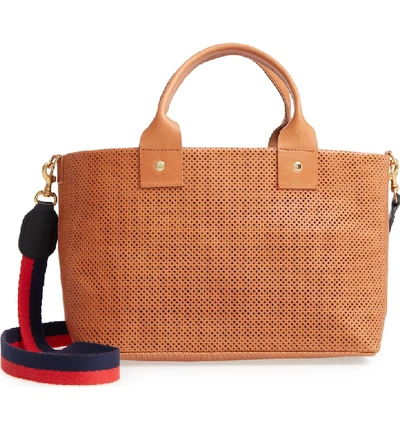 Clare V Perforated Bruno Leather Crossbody Bag - Brown In Cuoio
