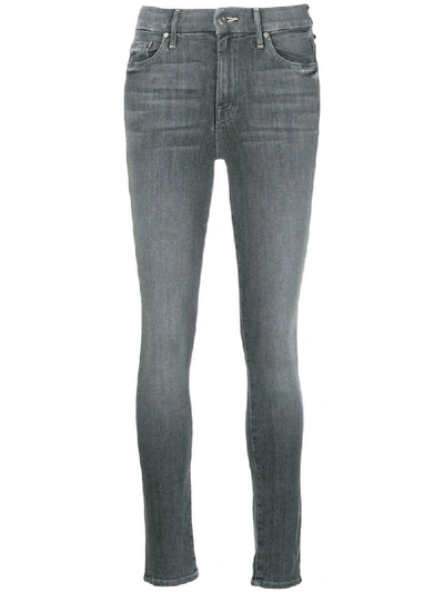 Mother Looker High-waist Faded Skinny Jeans In Black