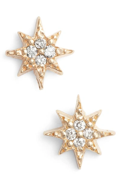 Anzie Mini Starburst Diamond Earrings In Gold