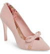 Ted Baker Gewell Bow Pump In Mink Pink Suede