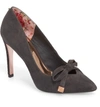 Ted Baker Gewell Bow Pump In Charcoal Suede