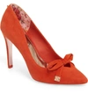 Ted Baker Gewell Bow Pump In Red Suede