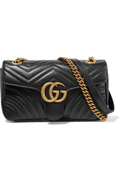 Gucci Gg Marmont Small Quilted Leather Shoulder Bag In Black