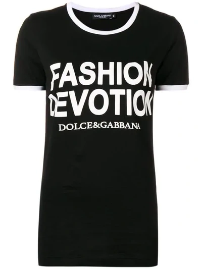 Dolce & Gabbana Fashion Devotion Printed Jersey T-shirt In Black