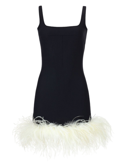 Manurí Rinna Feather-trim Minidress In Black