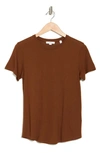 Vince Crewneck Shirt Tail T-shirt In Chestnut