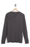 John Varvatos Cotton Slub Long Sleeve Henley In Iron Grey