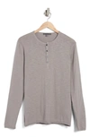 John Varvatos Cotton Slub Long Sleeve Henley In Med Grey