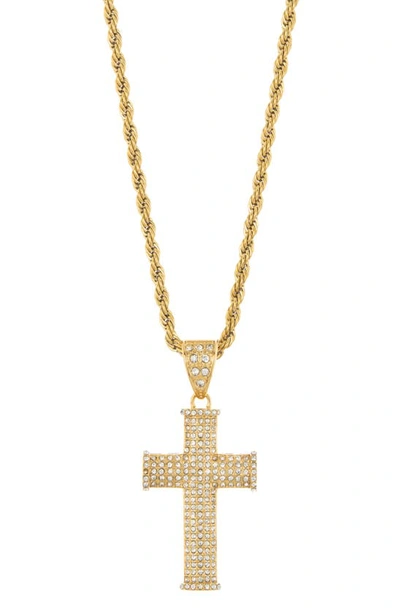 American Exchange Pavé Crystal Cross Pendant Necklace In Gold