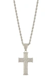American Exchange Pavé Crystal Cross Pendant Necklace In Silver