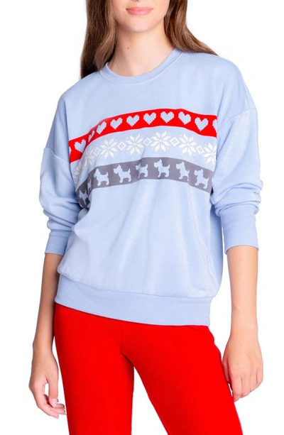 Pj Salvage Starry Sky Pullover Lounge Sweater In Ice Blue