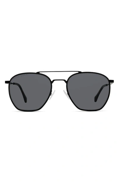 Hugo Boss 57mm Aviator Sunglasses In Matte Black/ Grey