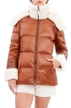 Dawn Levy Puffer Jacket With Genuine Shearling Trim In Green