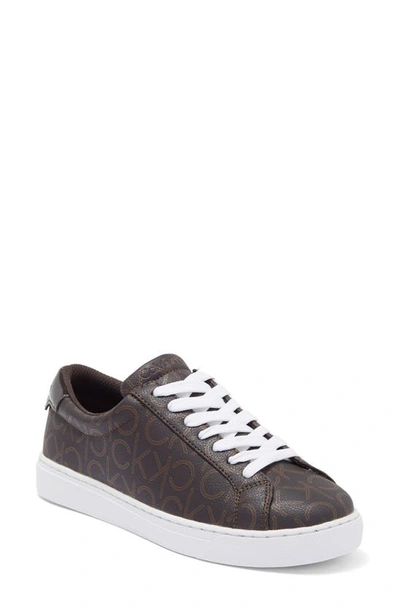 Calvin Klein Gules Logo Monogram Sneaker In Dark Brown 200