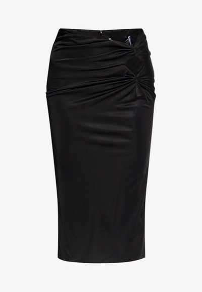 Versace Cut-out Knot Detail Midi Skirt In Black