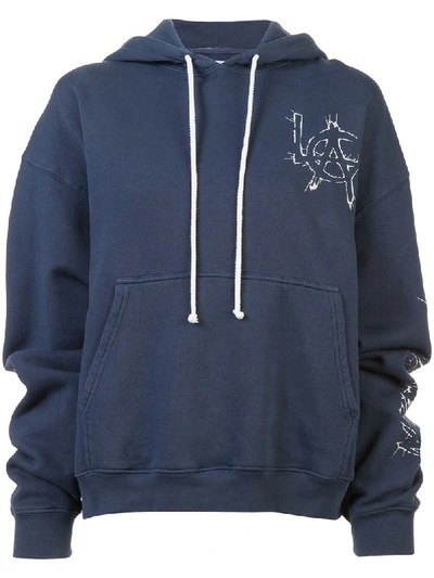 Adaptation Embroidered Shrunken Hoodie In Blue