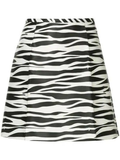 We11 Done Zebra-print Satin Mini Skirt In Black