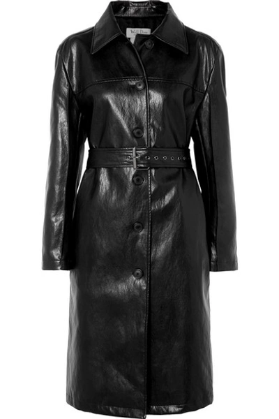 We11 Done Belted Faux Leather Coat In Black