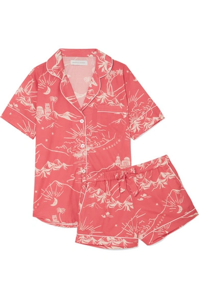 Desmond & Dempsey Printed Cotton-voile Pajama Set In Pink