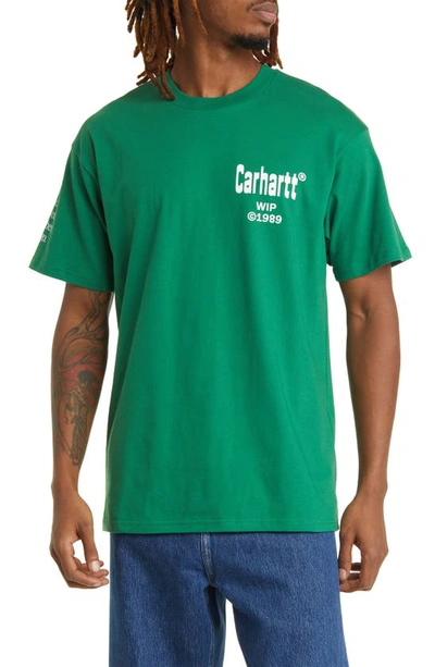 Carhartt Home Organic Cotton Graphic T-shirt In Aspen Green / White