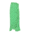 Ganni Dainty Polka Dot-print Wrap-front Skirt In Classic Green